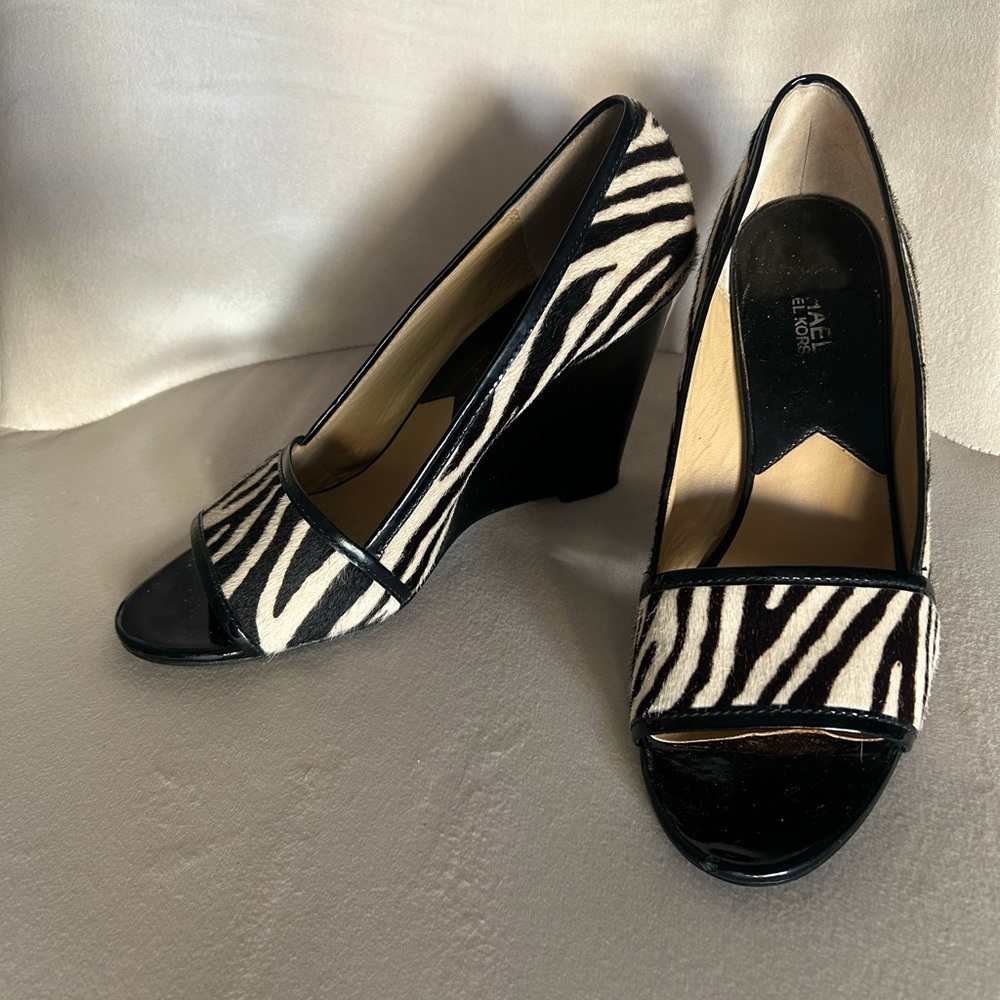 Michael Kors zebra black wedge heels